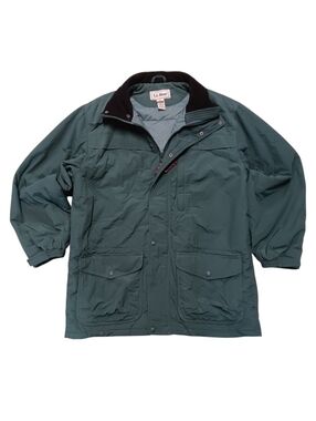 90s L.L. Bean Men's Deep Teal Field Jacket with Black Collar - L